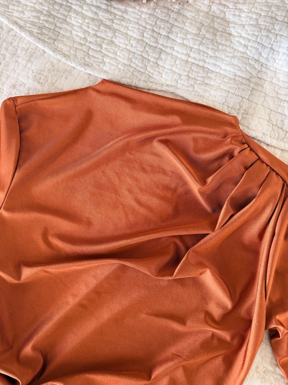 SHEIN Rust Long Sleeve Mock Neck Top - Picture 5 of 5
